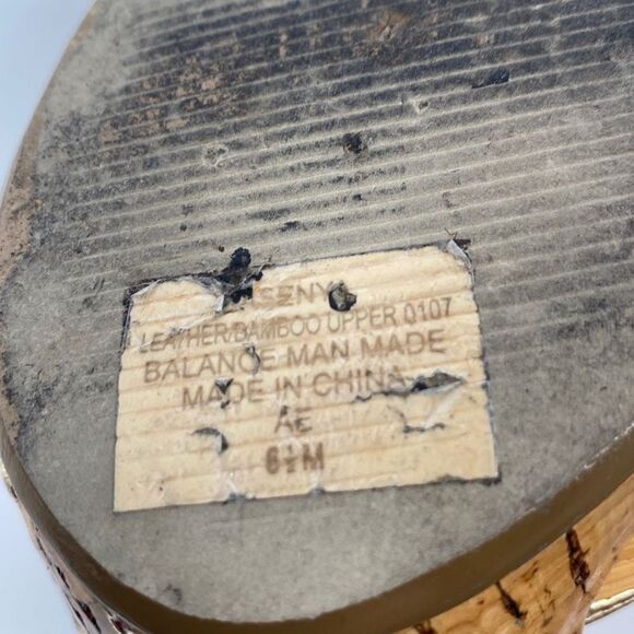 Enzo Angiolini Bamboo Easenya Open Toe Heels Leather‎ Gold Natural 6.5 - Picture 13 of 15